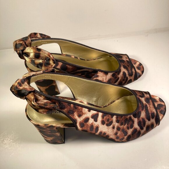 J Renee Leopard Print Open Toe Shoes Size 8M - Picture 5 of 7